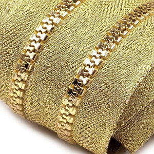 Zipper coarse 5 mm sold by the meter gold 1 m + 2 zippers endless zipper