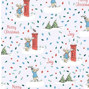 Cotton fabric Christmas fabric Peter Rabbit Christmas mail