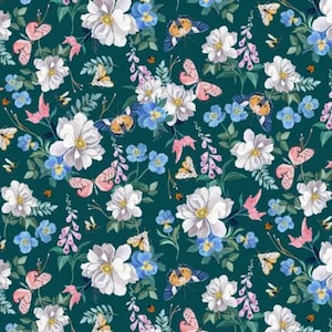 Cotton fabric flowers from 0.5 m patchwork fabric petrol
