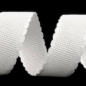 1/5/25 m embroidery ribbon Aida fabric white 3 cm wide