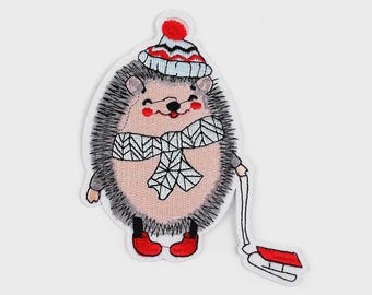 Application iron-on hedgehog in winter large
