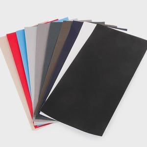 Könnte beinhalten: Ein Fächer aus rechteckigen Blättern in verschiedenen Farben, darunter Beige, Rot, Blau, Grau und Schwarz. Die Blätter sind angeordnet, um die Farbpalette zu präsentieren. Die Blätter sind wahrscheinlich aus Papier oder Stoff.