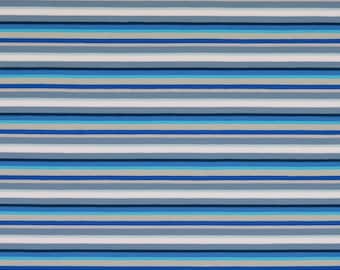 Jersey fabric stripes turquoise cotton jersey