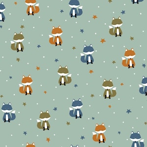 Jersyey fabric organic fox super quality organic fabric mint Mister fox fox fabric