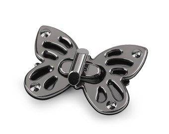Bag clasp butterfly dark twist lock 37 x 52 mm