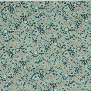 Tissu en coton enduit de 0,5 m motif floral menthe image 1