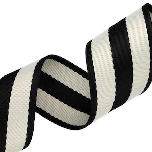 1m Gurtband 40mm Taschengurt gestreift schwarz creme Taschenriemen Trageriemen