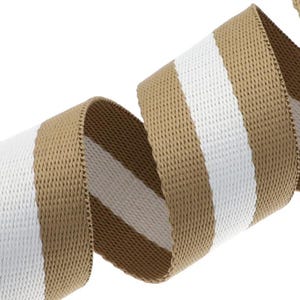 1m Gurtband 40mm Taschengurt gestreift beige weiß Taschenriemen Trageriemen