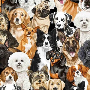 Cotton fabric dogs mix from 0.5 m American BW patchwork fabric