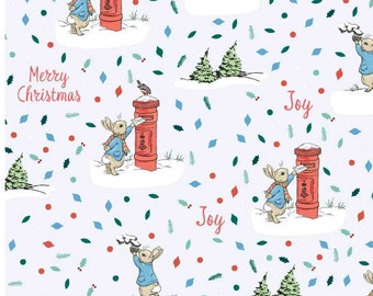 Cotton fabric Christmas fabric Peter Rabbit Christmas mail