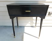 Mid Century Modern Singer 600E Touch Sew Sewing Machine with Orig Black Gold Table Cabinet