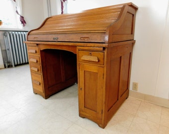 Oak Roll Top Desk Etsy