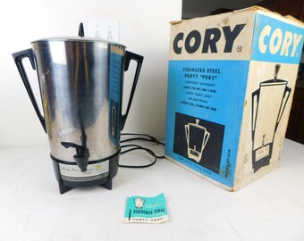 Retro MCM 60s Mid Century VTG Cory Stainless "Party Perc" Peculator 8-30 Cups Coffee Maker Urn Pot