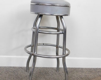 MCM Vintage 1960s Chrome 30" T SWIVELS Shop Bar Stool Mid Century Modern Retro