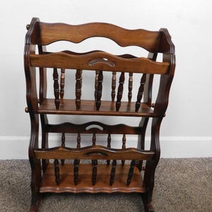 EXC! 1970s 2 Tier Magazine Record Rack Stand Traditional Dark Wood ...