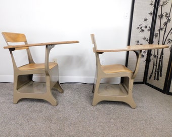 schoolhouse desks CUTE! 1950s Vintage School Childs Desk Chair Table Combo Work Study Station w Book Cubby