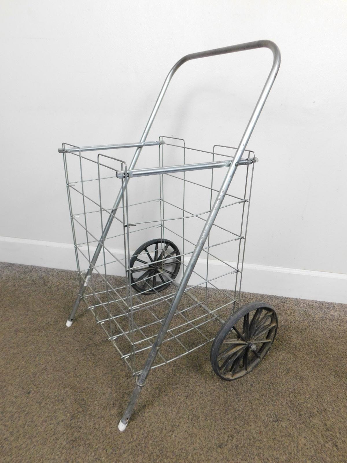 hiraku USA製 80's~90's Vintage Rolling Vintage Retro USA Made 1950s Shopping Cart Folding Metal 9