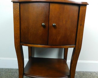 27"T Antique Mahogany Style Side End Lamp Nightstand Table 2 Door Storage Shelf