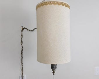COOL 60s Chainlink Hanging Lamp Light Chandelier Pull Chain Cylinder Mid Century