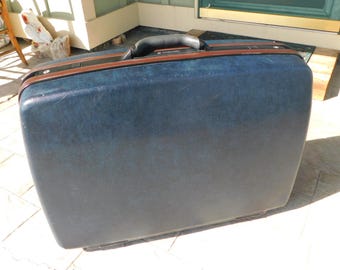 Samsonite Silhouette 4 Luggage Hard Shell Suitcase 29"W x 19"x9 BLUE Vintage '87