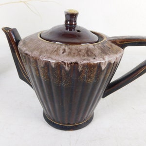 Coffee Tea Pot Vintage Brown Drip Ware Art Pottery Tea Coffee Pot Japan MCM 1960s Teapot