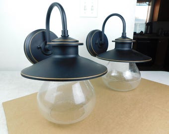 2 Large Toleware Light Lamp Sconce Indoor Outdoor Colonial Traditional Americana