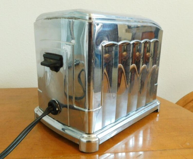 Antique Art Deco Toaster Shelf Kitchen Chrome Mica Interior Etsy