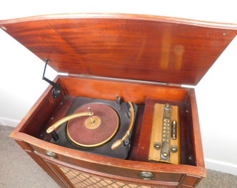 Antique Radio Record Player Silvertone No 8106 AM FM  Mahogany Console HiFi PARTS