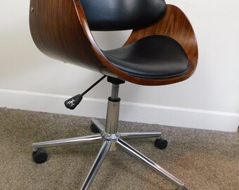 Mid Century Danish Modern Rosewood Style Rolling Office Task Desk Chair HOT