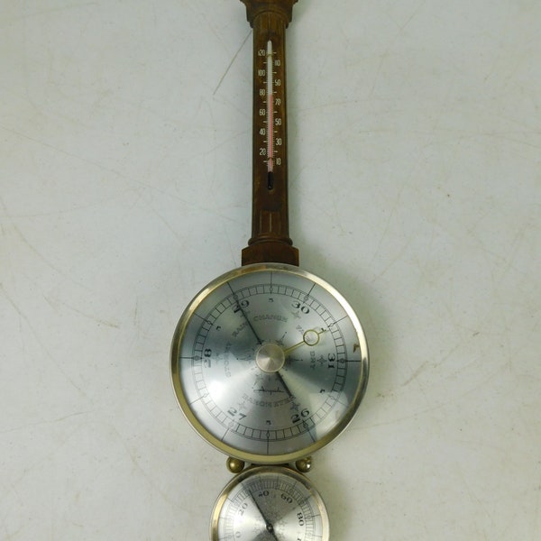 WRK Vintage 19" Banjo Style Wall Barometer Airguide Thermometer Weather Station
