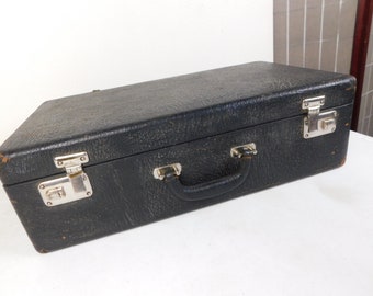 Vintage Leather Travel Makeup Shoes Suitcase Hardside Luggage Vanity Case 21x12 Nice Size