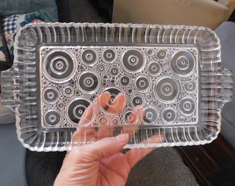 4 Glass Snack Tray Set Vintage Dish and Cup