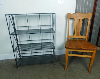 MCM Style Retro Industrial Folding Bookcase Shelves Wrought Iron Display