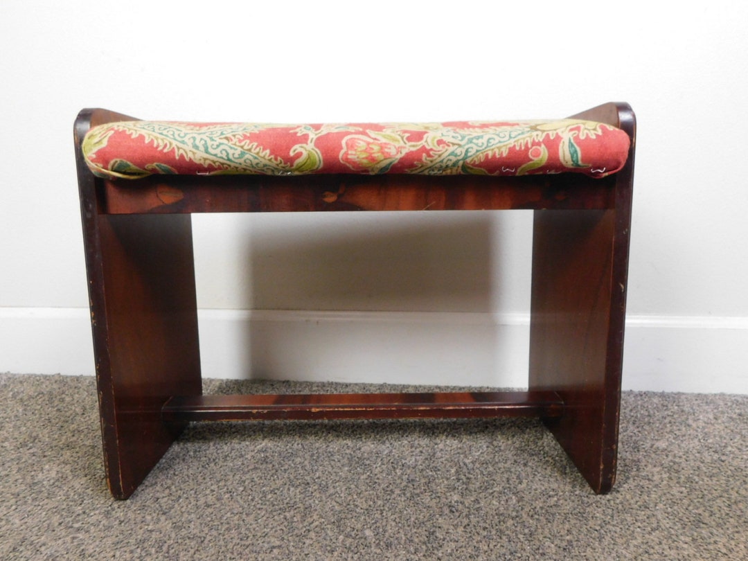 Antique 1930s Art Deco Vanity Stool Bench Footstool Banded Etsy