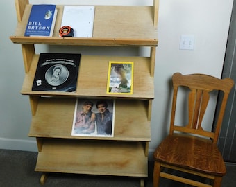 Used 6' T Book Library Media Display Stand Wooden Shelves Bookcase - Ships Flat!