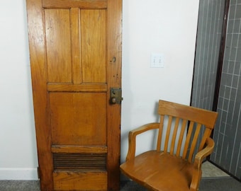 Nautical c1910 Antique Steam Ship Cabin Door #29 w Patina ALL Orig Hardware HOT!