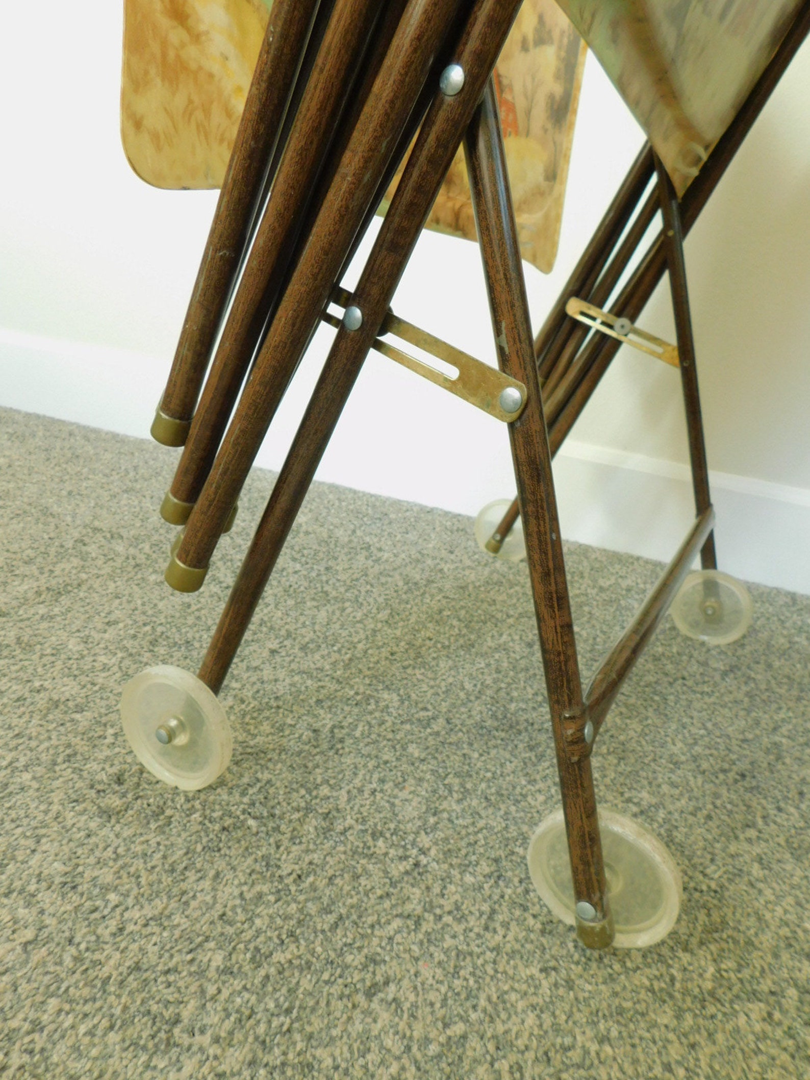 Mid Century 1950s Vintage Fiberglass Retro Rolling TV Trays Etsy