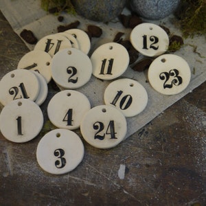 Advent calendar numbers numbers 1 - 24 gift tags all year round number plates number plates ceramic sustainable birthday