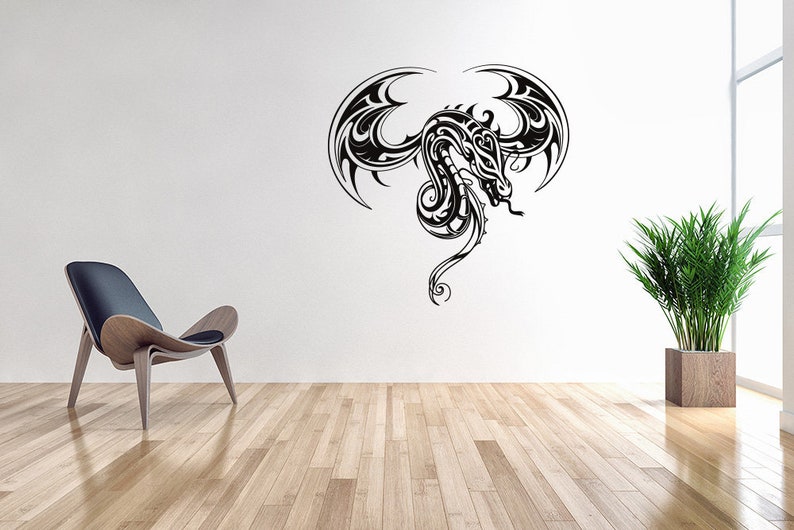 dragon decal home decor vinyl wall art dragon room decor | etsy
