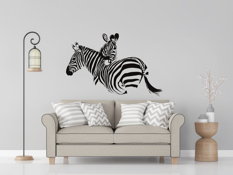 safari zebra wall art decal home room nursery or wall decor | etsy