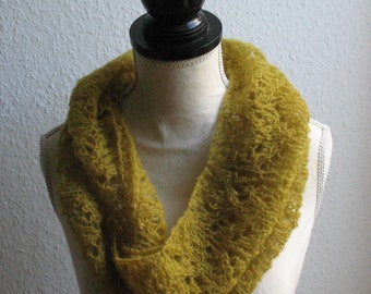 Feather-light loop scarf mustard made of mohair, silk and merino