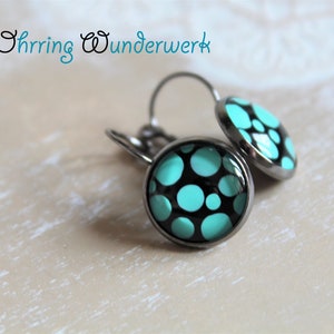 dots turquoise black earrings 14 mm image 3
