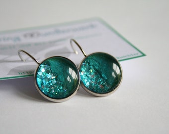 Little Mermaid Earrings silver m. Cabochon 14 mm