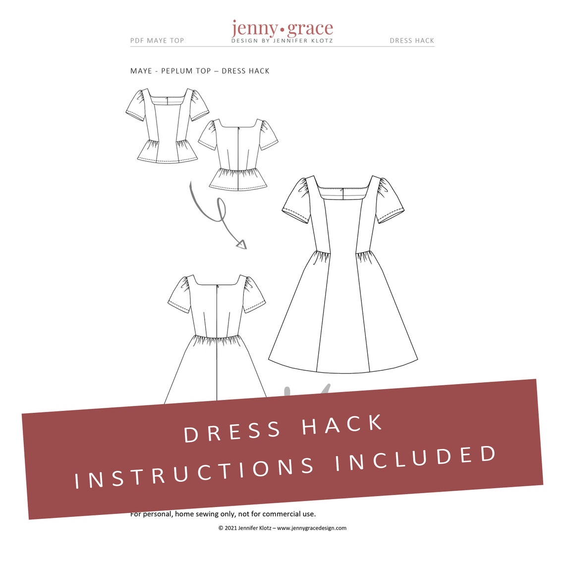 MAYE Ruffle Peplum Top PDF Sewing Pattern Instant - Etsy