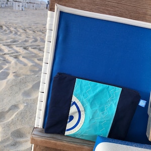 Kosmetiktasche mit Surfsegel - perfekt für die Strandtasche, innen dunkelblau, Reißverschluss