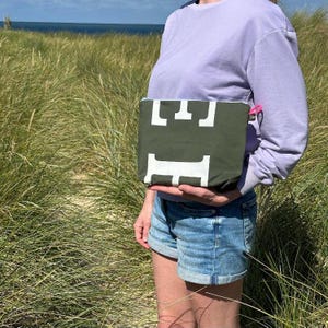 Kulturbeutel Surfsegeltasche, mit neon, innen pink, Aufteilung 2 Fächer, Reißverschluss