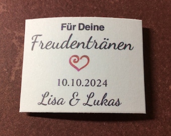 Freudentränen Banderole Hochzeit für Freudentränen Taschentücher Gastgeschenk Hochzeit Personalisiert