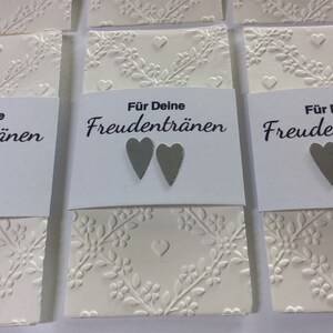 Set Freudentränen Taschentücher Gastgeschenk Hochzeit Freudentränen Taschentücher mit Banderole Bild 3