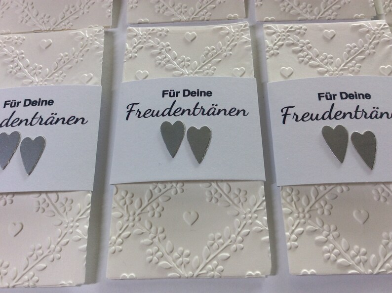 Set Freudentränen Taschentücher Gastgeschenk Hochzeit Freudentränen Taschentücher mit Banderole Bild 3