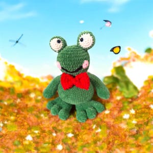 German Pattern - Häkelanleitung Fridolin Frosch - der freundliche Frosch mit der roten Fliege